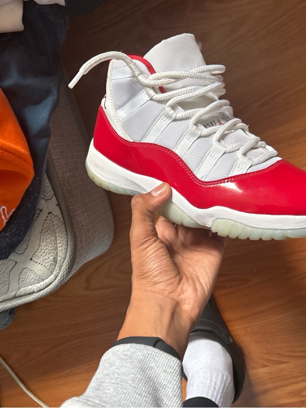 Jordan Men's Red and White Retro High-Top Sneakers
